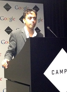 Alexander Aranda talking about SEO at Google Campus in London